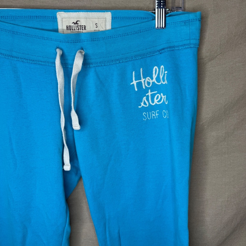 Y2K Hollister Turquoise Blue Logo Jogger Sweatpants Small Preppy Vintage - Picture 3 of 6